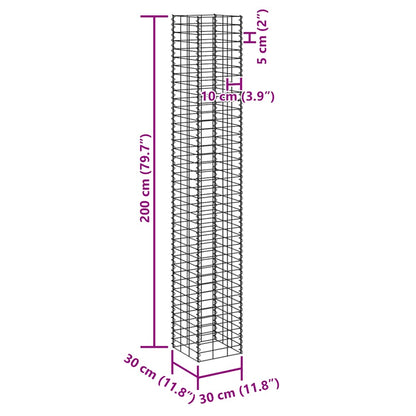 Gabion høybed 4 stk 30x30x50/100/150/200 cm jern