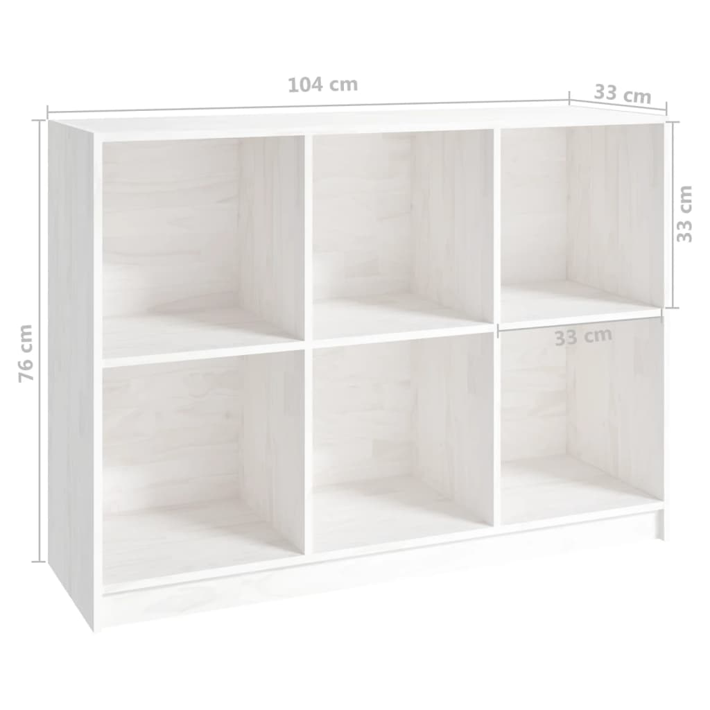 Bokhylle Hvit 104x33x76 cm heltre furu