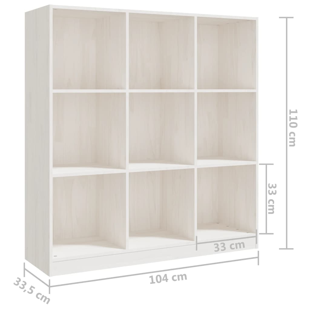 Bokhylle Hvit Romdeler 104x33,5x110 cm heltre furu