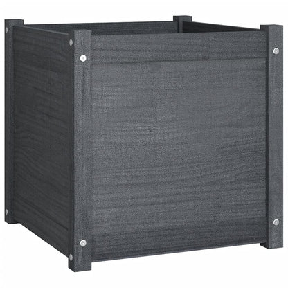 Plantekasser 2 stk grå 50x50x50 cm heltre furu