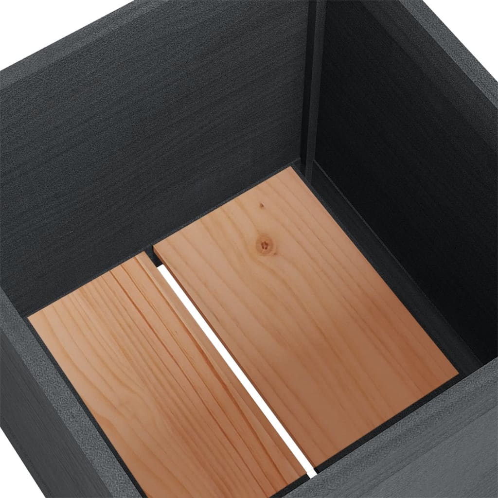 Plantekasser 2 stk grå 50x50x50 cm heltre furu
