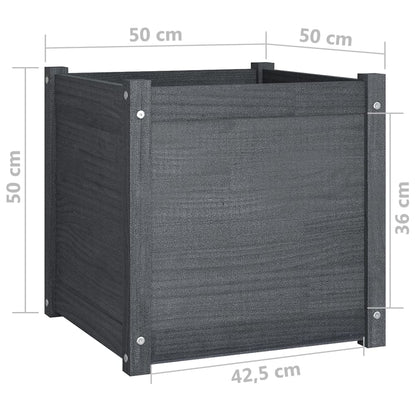 Plantekasser 2 stk grå 50x50x50 cm heltre furu
