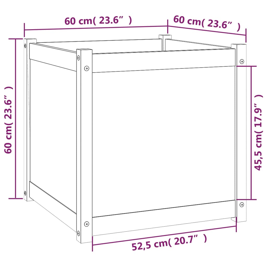 Plantekasser 2 stk 60x60x60 cm heltre furu