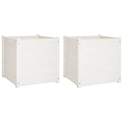 Plantekasser hvit 2 stk 60x60x60 cm heltre furu
