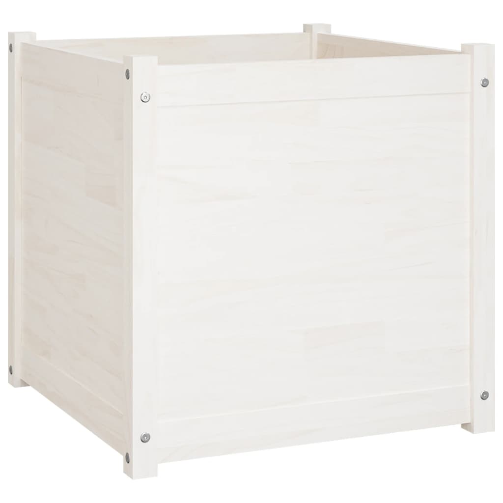 Plantekasser hvit 2 stk 60x60x60 cm heltre furu