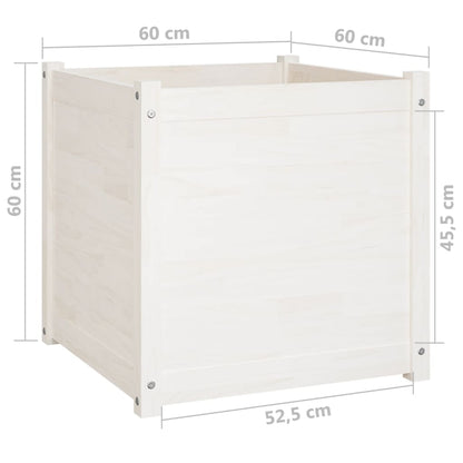 Plantekasser hvit 2 stk 60x60x60 cm heltre furu