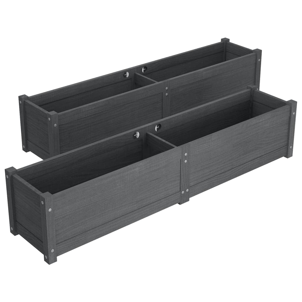 Høybed 2 stk grå 150x31x31 cm heltre furu