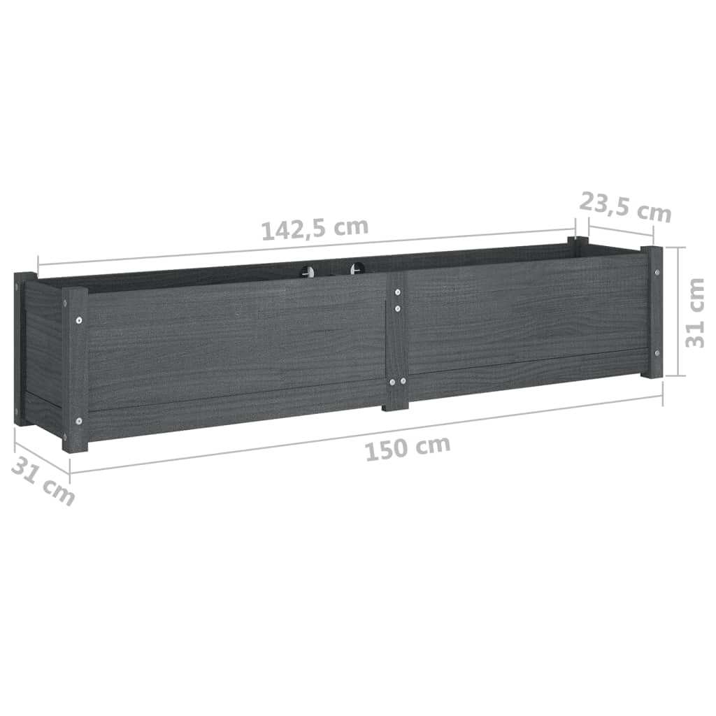 Høybed 2 stk grå 150x31x31 cm heltre furu