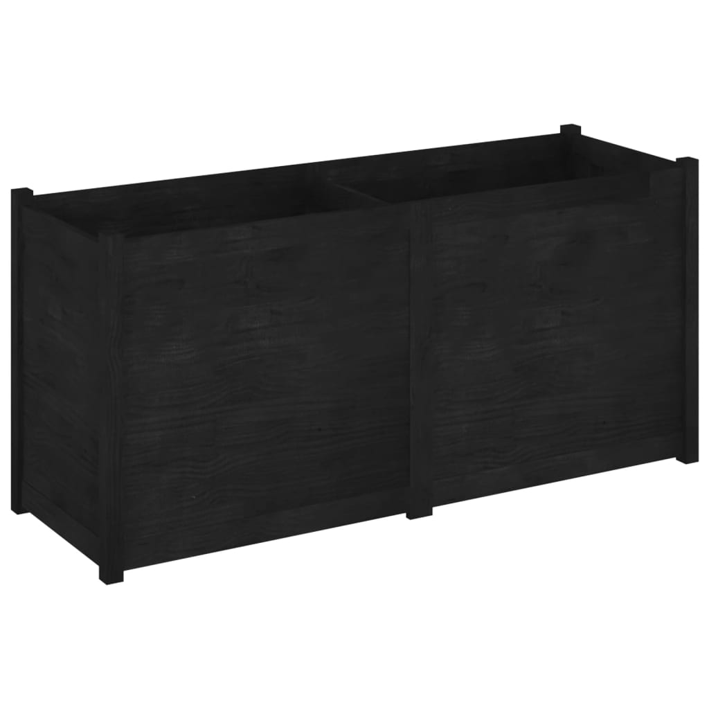 Plantekasse 150x50x70 cm heltre furu svart