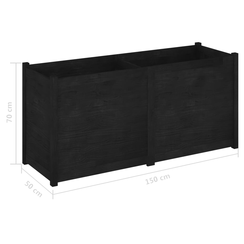 Plantekasse 150x50x70 cm heltre furu svart
