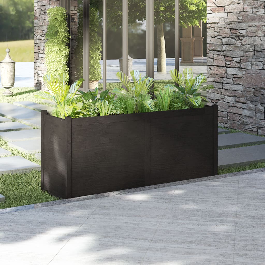 Plantekasse 150x50x70 cm heltre furu svart