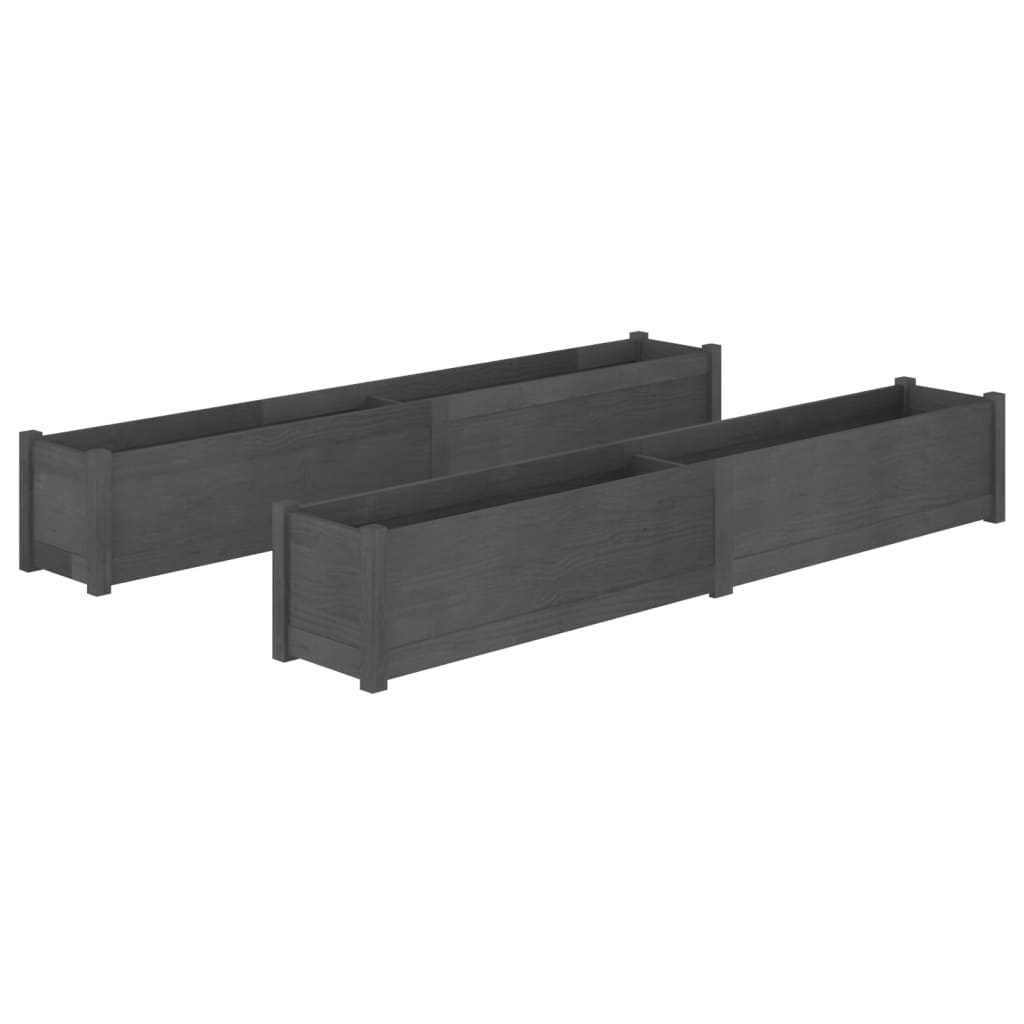 Plantekasser 2 stk grå 200x31x31 cm heltre furu
