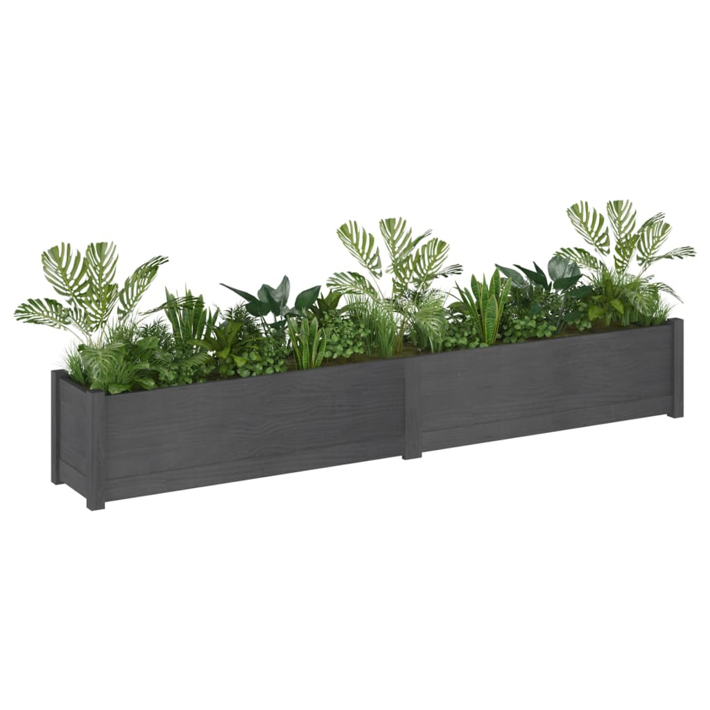 Plantekasser 2 stk grå 200x31x31 cm heltre furu