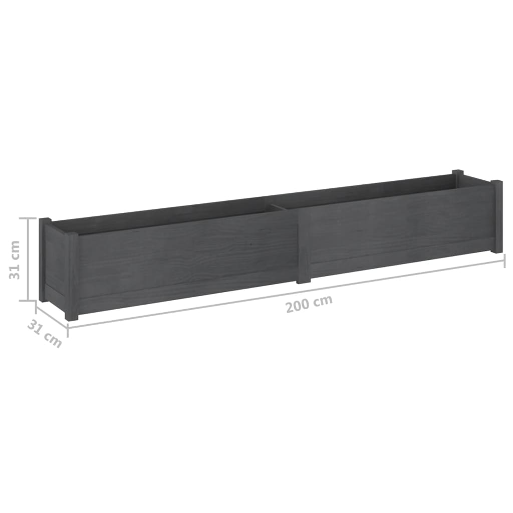 Plantekasser 2 stk grå 200x31x31 cm heltre furu