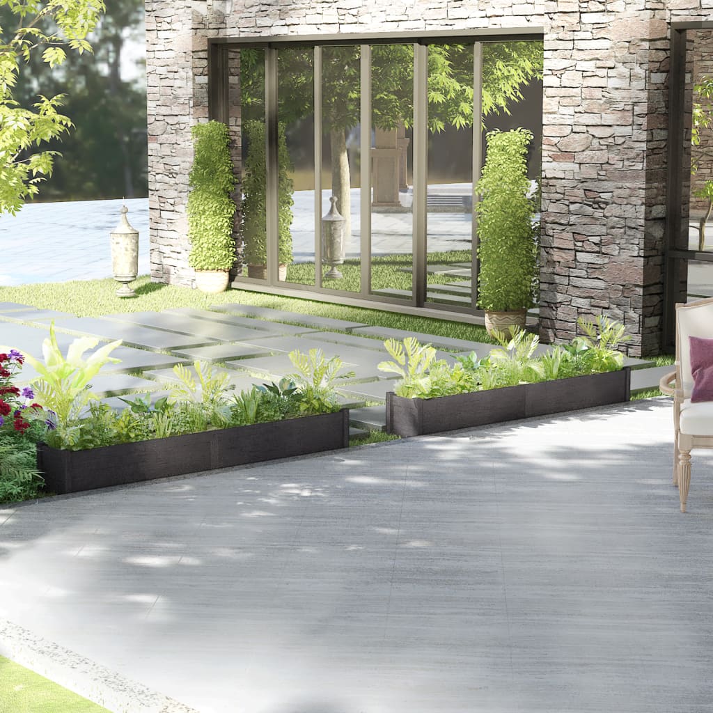 Plantekasser 2 stk grå 200x31x31 cm heltre furu