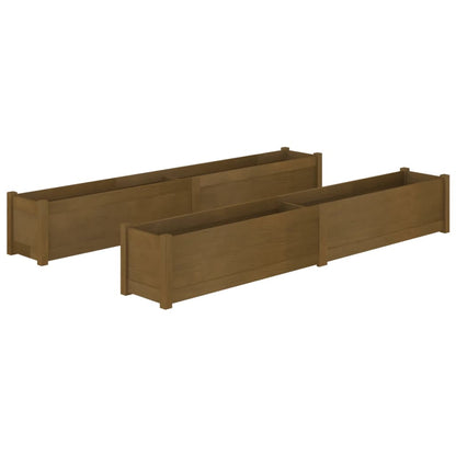 Plantekasser 2 stk honningbrun 200x31x31 cm heltre furu
