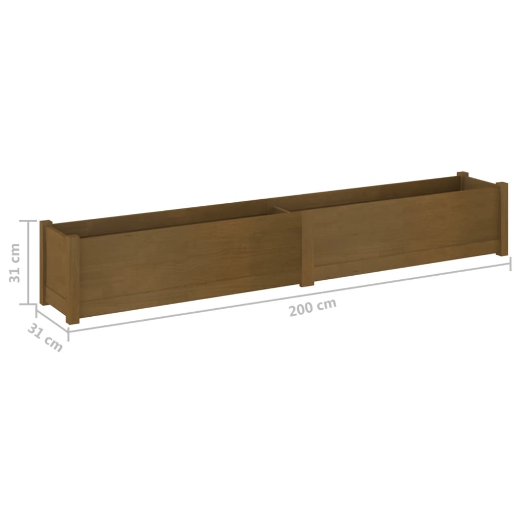 Plantekasser 2 stk honningbrun 200x31x31 cm heltre furu