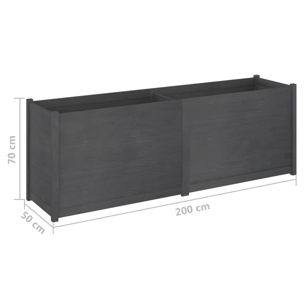 Plantekasse 200x50x70 cm heltre furu grå