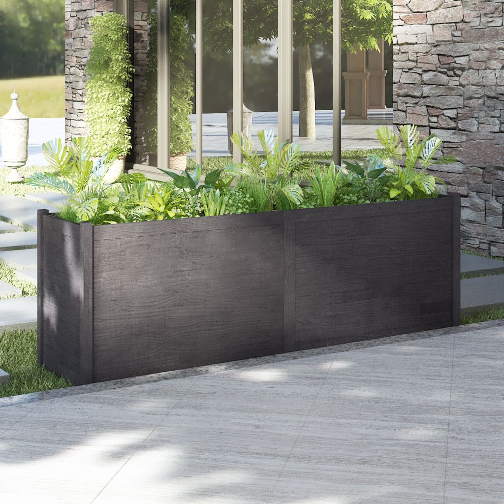 Plantekasse 200x50x70 cm heltre furu grå