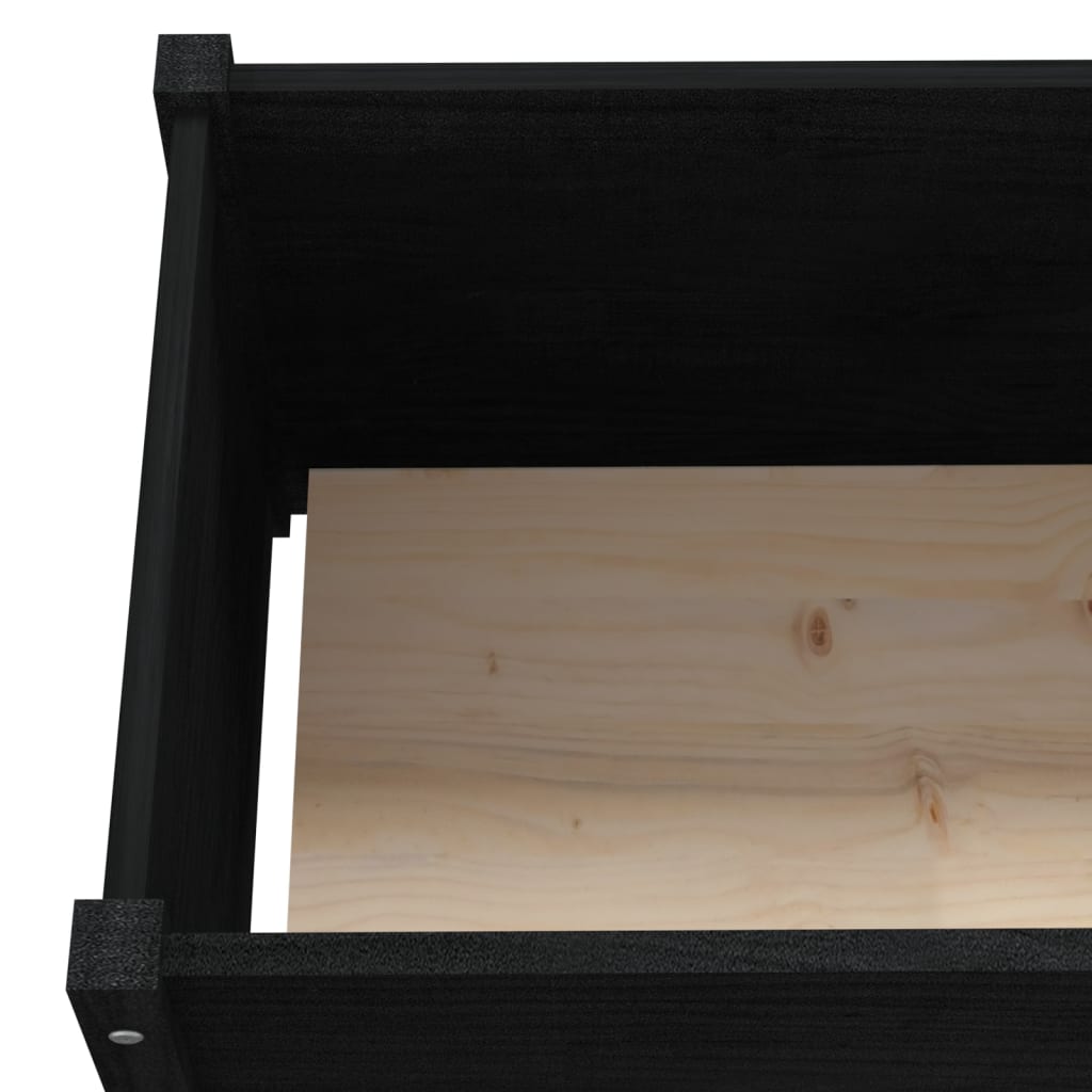 Plantekasse 200x50x70 cm heltre furu svart