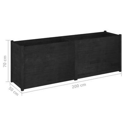 Plantekasse 200x50x70 cm heltre furu svart