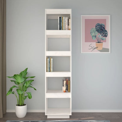 Bokhylle Hvit Romdeler 40x35x167 cm heltre furu