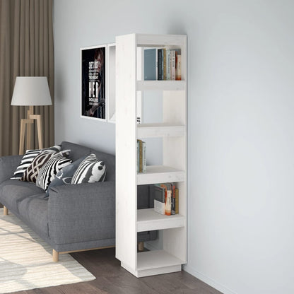 Bokhylle Hvit Romdeler 40x35x167 cm heltre furu