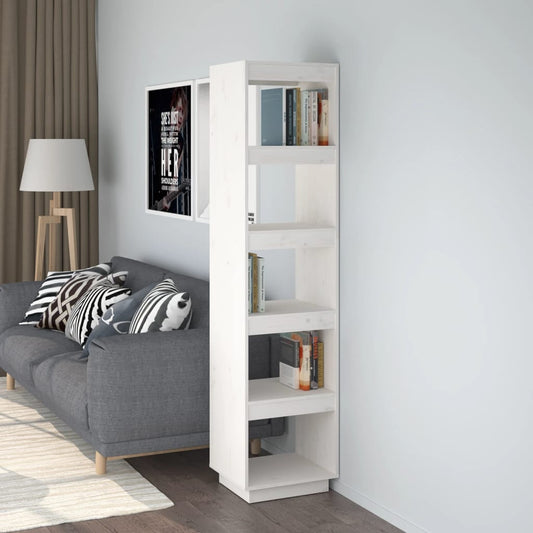 Bokhylle Hvit Romdeler 40x35x167 cm heltre furu