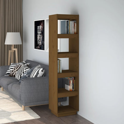 Bokhylle Honningbrun Romdeler 40x35x167 cm heltre furu