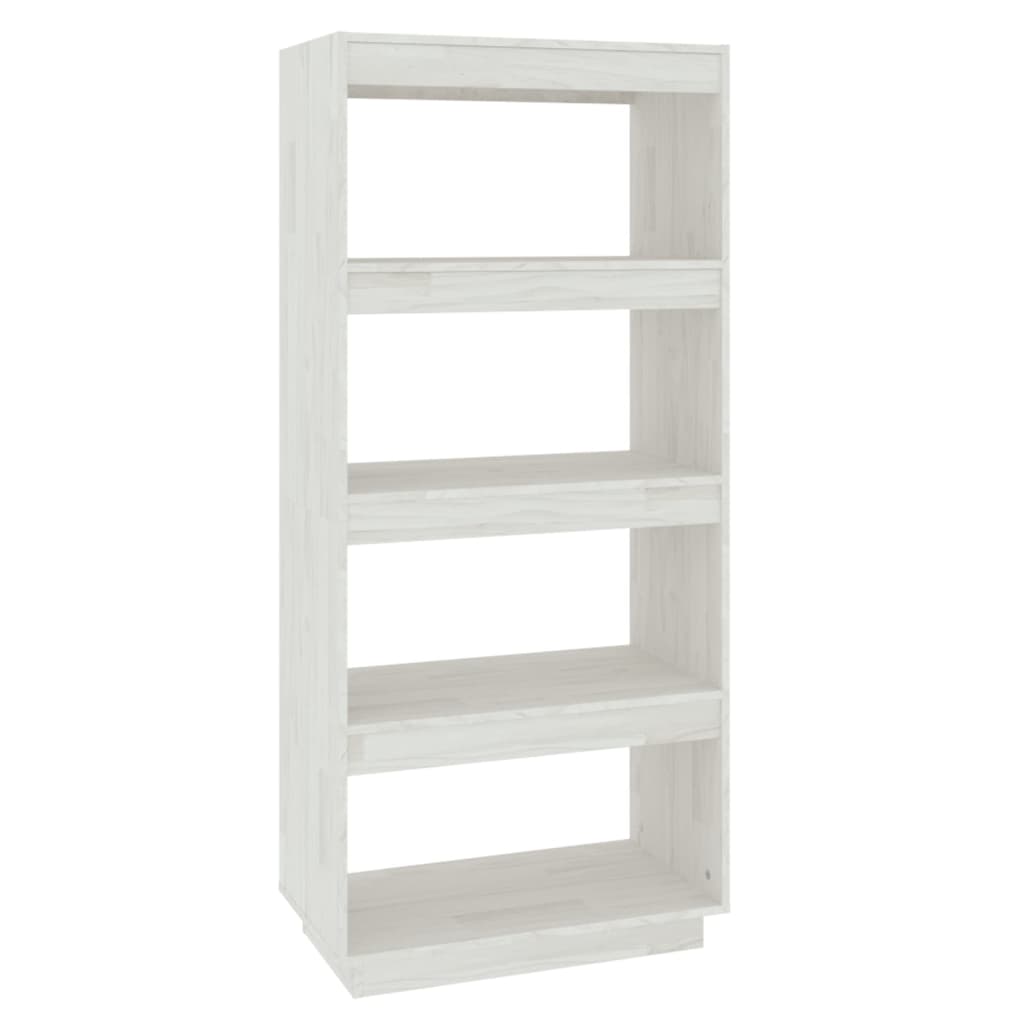 Bokhylle Hvit Romdeler 60x35x135 cm heltre furu