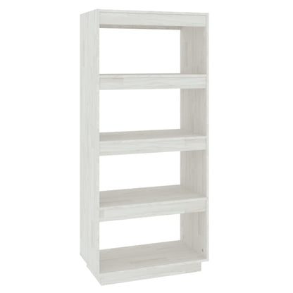 Bokhylle Hvit Romdeler 60x35x135 cm heltre furu