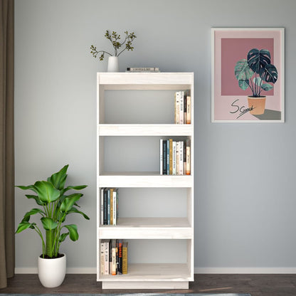 Bokhylle Hvit Romdeler 60x35x135 cm heltre furu