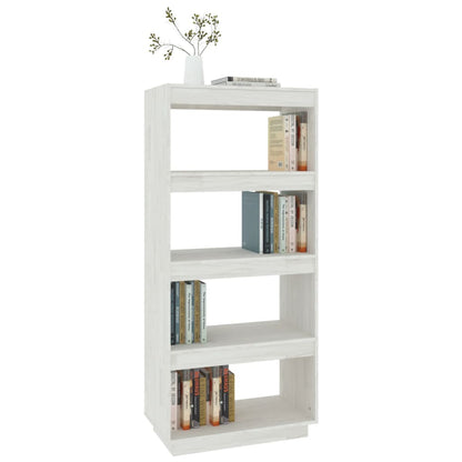 Bokhylle Hvit Romdeler 60x35x135 cm heltre furu