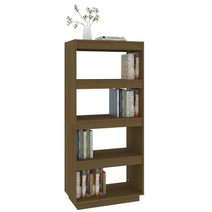 Bokhylle Honningbrun Romdeler 60x35x135 cm heltre furu
