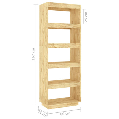 Bokhylle Tre Romdeler 60x35x167 cm heltre furu