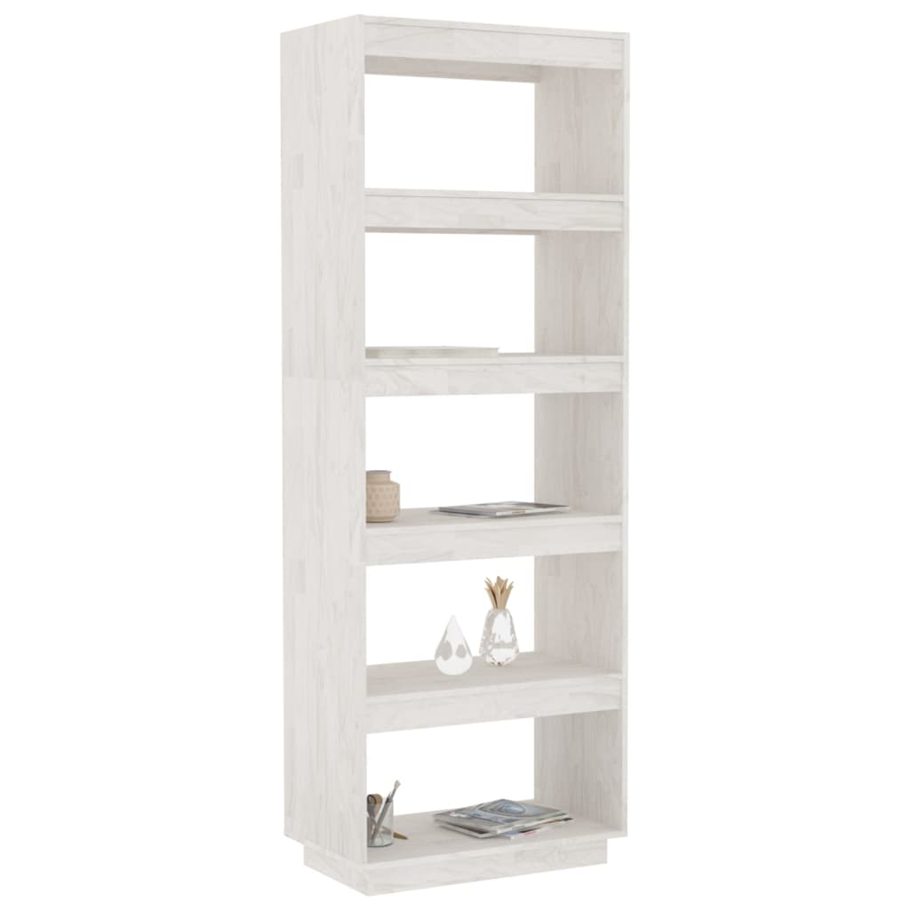 Bokhylle Hvit Romdeler 60x35x167 cm heltre furu