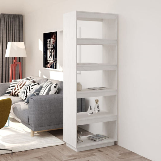 Bokhylle Hvit Romdeler 60x35x167 cm heltre furu