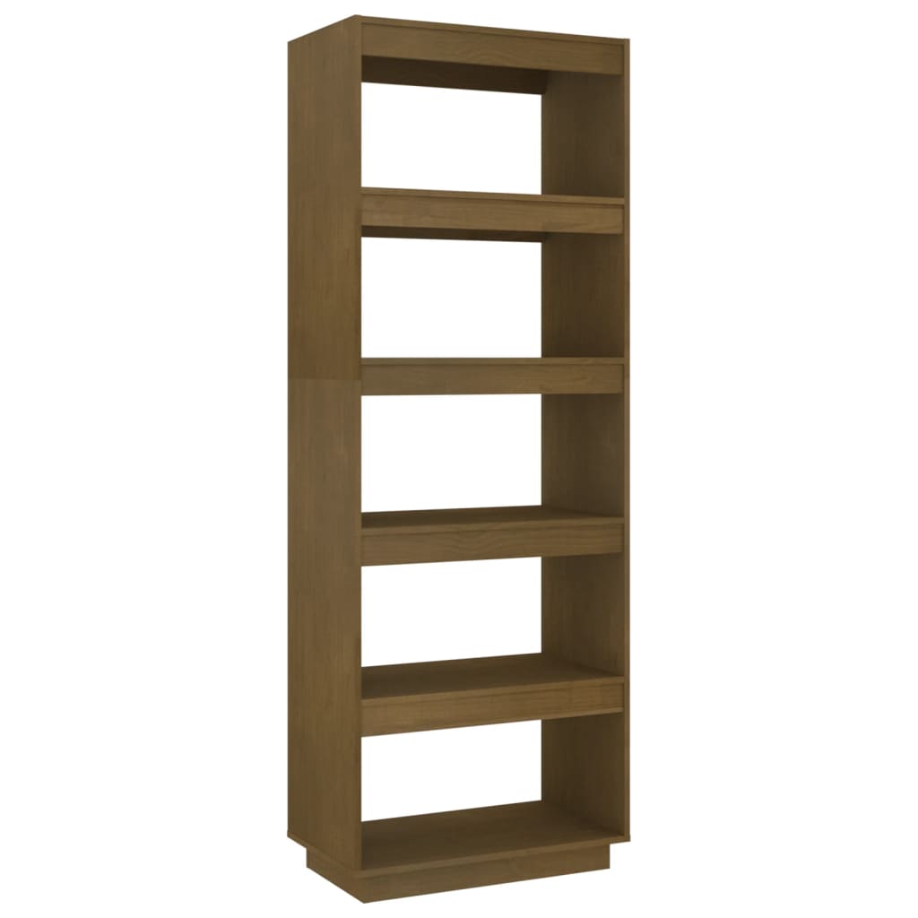 Bokhylle Honningbrun Romdeler 60x35x167 cm heltre furu
