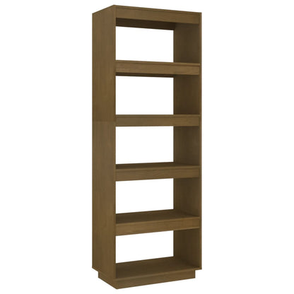 Bokhylle Honningbrun Romdeler 60x35x167 cm heltre furu