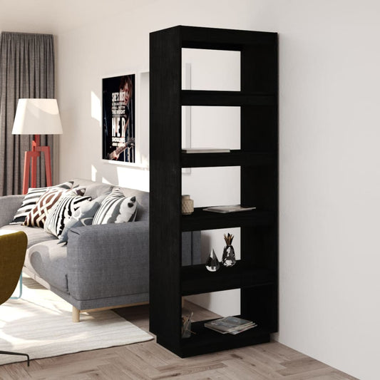 Bokhylle Svart Romdeler 60x35x167 cm heltre furu