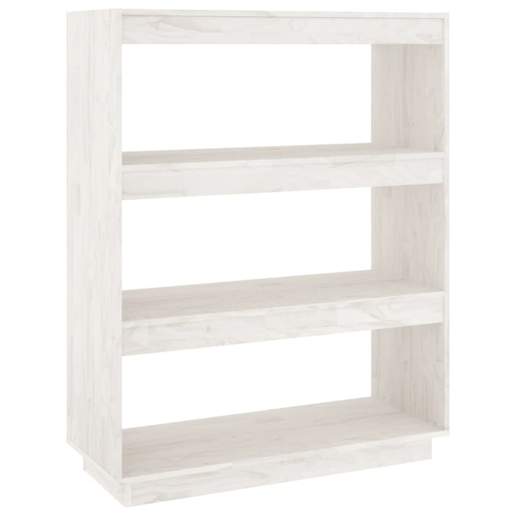 Bokhylle Hvit Romdeler 80x35x103 cm heltre furu