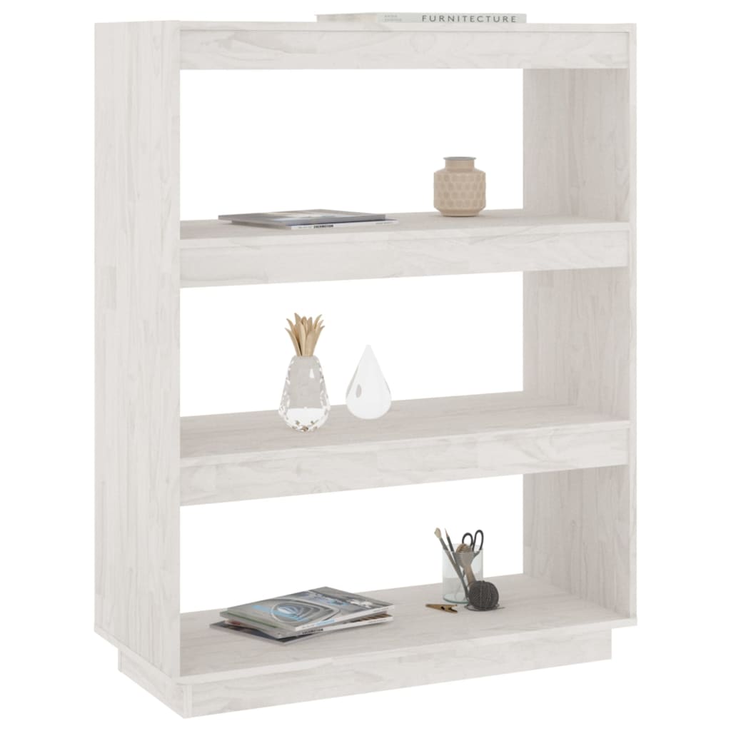 Bokhylle Hvit Romdeler 80x35x103 cm heltre furu