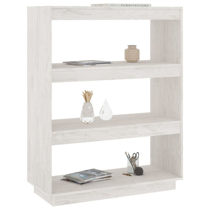Bokhylle Hvit Romdeler 80x35x103 cm heltre furu