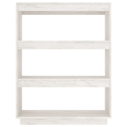 Bokhylle Hvit Romdeler 80x35x103 cm heltre furu