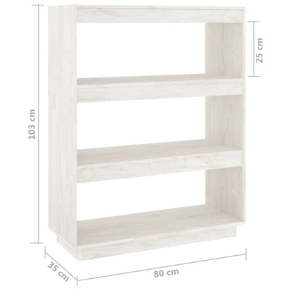 Bokhylle Hvit Romdeler 80x35x103 cm heltre furu