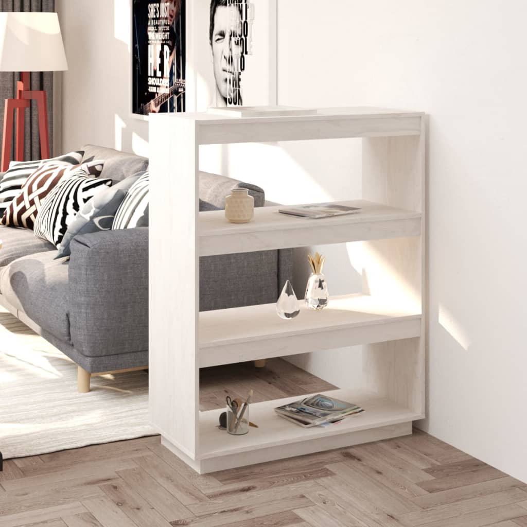 Bokhylle Hvit Romdeler 80x35x103 cm heltre furu