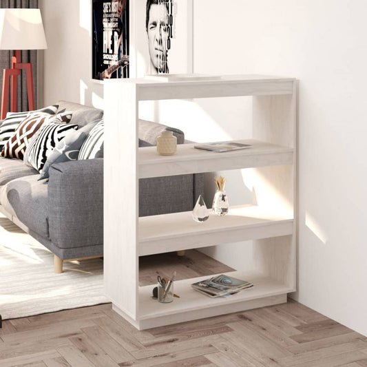 Bokhylle Hvit Romdeler 80x35x103 cm heltre furu