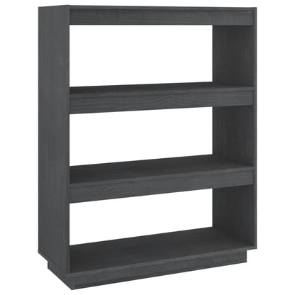 Bokhylle Grå Romdeler 80x35x103 cm heltre furu