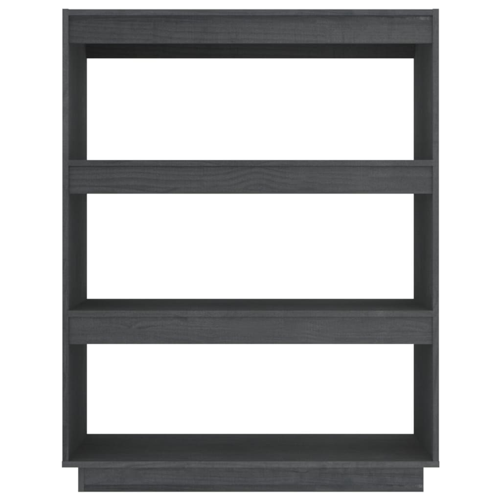 Bokhylle Grå Romdeler 80x35x103 cm heltre furu