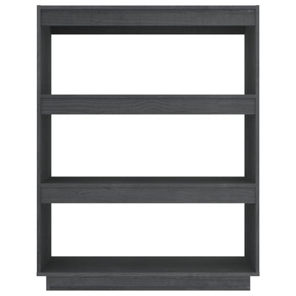 Bokhylle Grå Romdeler 80x35x103 cm heltre furu
